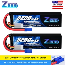 2x Zeee 3S Lipo Battery 8200mAh 11.1V 100C EC5 for RC Car Truck Tank Heli Jets