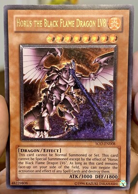 Yugioh 2004 Horus the Black Flame Dragon LV8 SOD-EN008 Ultimate Rare (UTR) LP