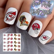 Kansas City Chiefs Waterslide Nail Art Decals Set Of 50 Instructions, Bonus