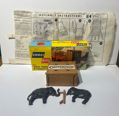 Corgi Toys Bausätze 607 Zirkus Elefant und Käfig, originalverpackt, selten, Vintage.