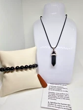 CUARZO TURMALINA COLLAR MAS PULSERA / QUARTZ TOURMALINE NECKLACE AND BRACELET