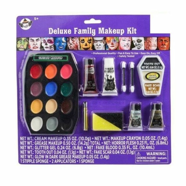 Halloween Deluxe Family Makeup Kit With Applicators and Sponges for