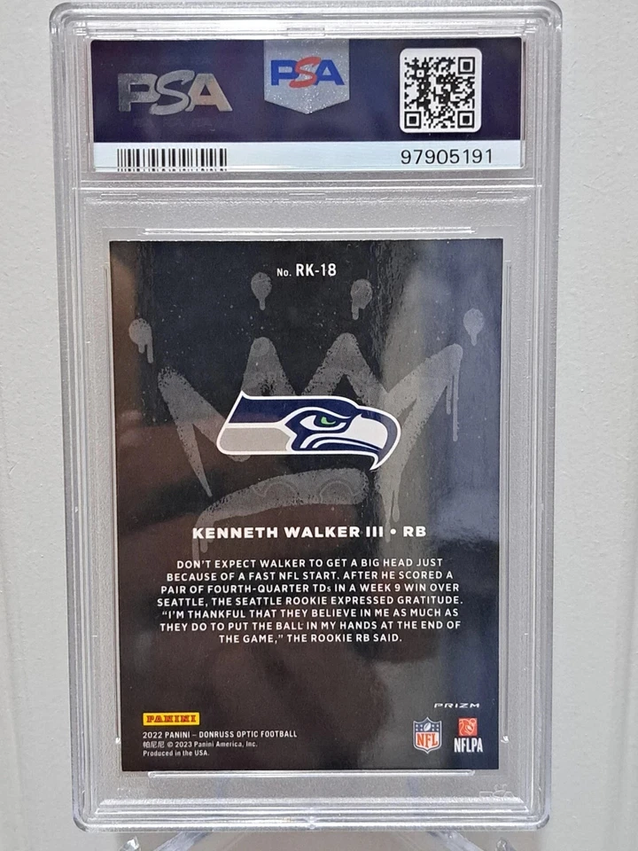 2022 Donruss Optic Rookie Kings Kenneth Walker III Case Hit SSP PSA 10 💎 MINT - Image 2 of 2