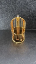 Gold 2-Tier Decorative Cage Stand with Crystal Top