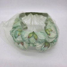 Vintage Floral Headpiece Womens One Size Green Tulle Veil Fascinator Hat Spring