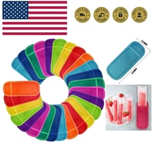 27 Pieces in 9 Colors Reusable Popsicle Holders Popsicle Bags Freezer Ice Pop...