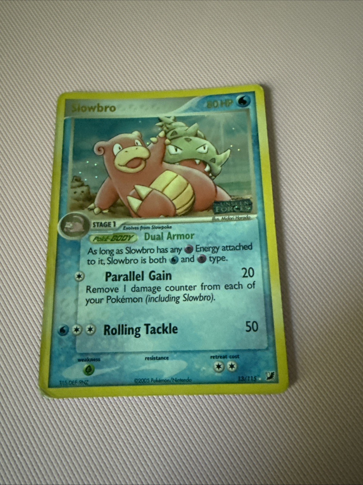 2005 Pokemon EX Unseen Forces Slowbro 13/115 Stamped Reverse Holo Rare HP