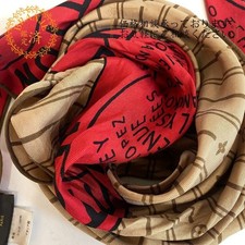 LOUIS VUITTON Rhombus Logo Silk Scarf Brown Unisex 47.2 in Authentic Luxury