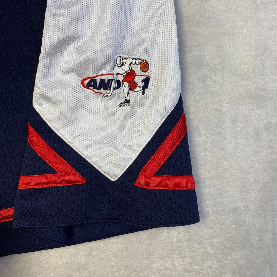 И 1 мужской баскетбол шорты XLarge темно-синий белый красный сетки вышитый логотип - Изображение 2 из 4