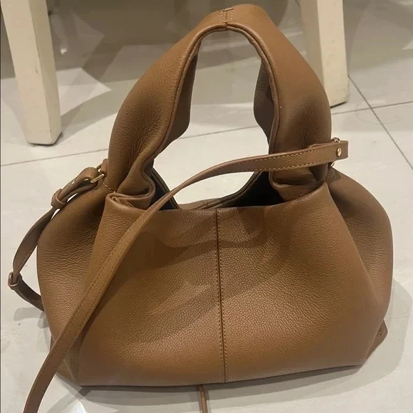 Polene Paris Numéro Neuf Mini Textured Camel Genuine Leather Designer Bag - Image 3 of 4