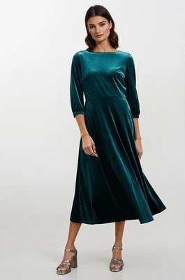 SEASALT Oak Cottage Green Velvet Midi Dress