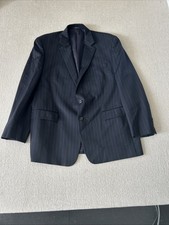 Ralph Lauren Navy Blue PinStripe Wool Classic Blazer Jacket Size 46R