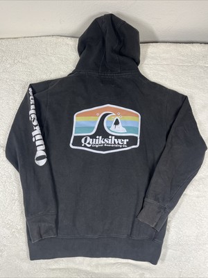 Vintage Quicksilver Hoodie Mens Small Black Surf Skate Y2K Goth Emo