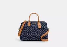 NWT Coach Rowan Large Satchel Bag In Signature Denim Canvas CY699 Large