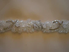 Kleinfeld Wedding Dress Bridal Formal White Sash Clear Crystals Opals Beads