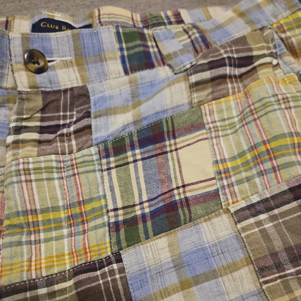 Pantalones Cortos Club Room Para Hombre Talla 36 Cintura 10 Entrepierna Madras Patchwork Hecho en India M90 Foto 2 de 4