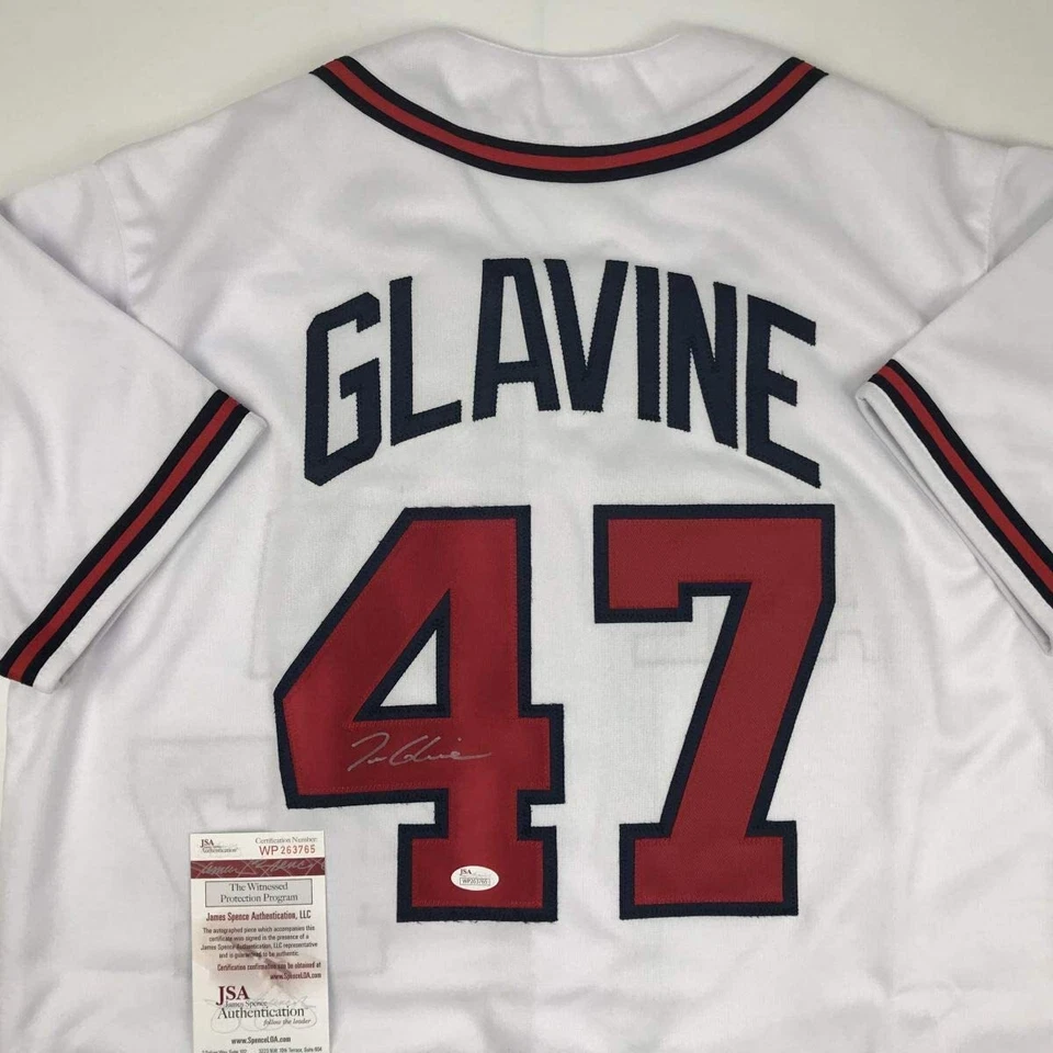Autographed/Signed TOM GLAVINE Atlanta White Baseball Jersey JSA COA Auto - Image 2 of 4