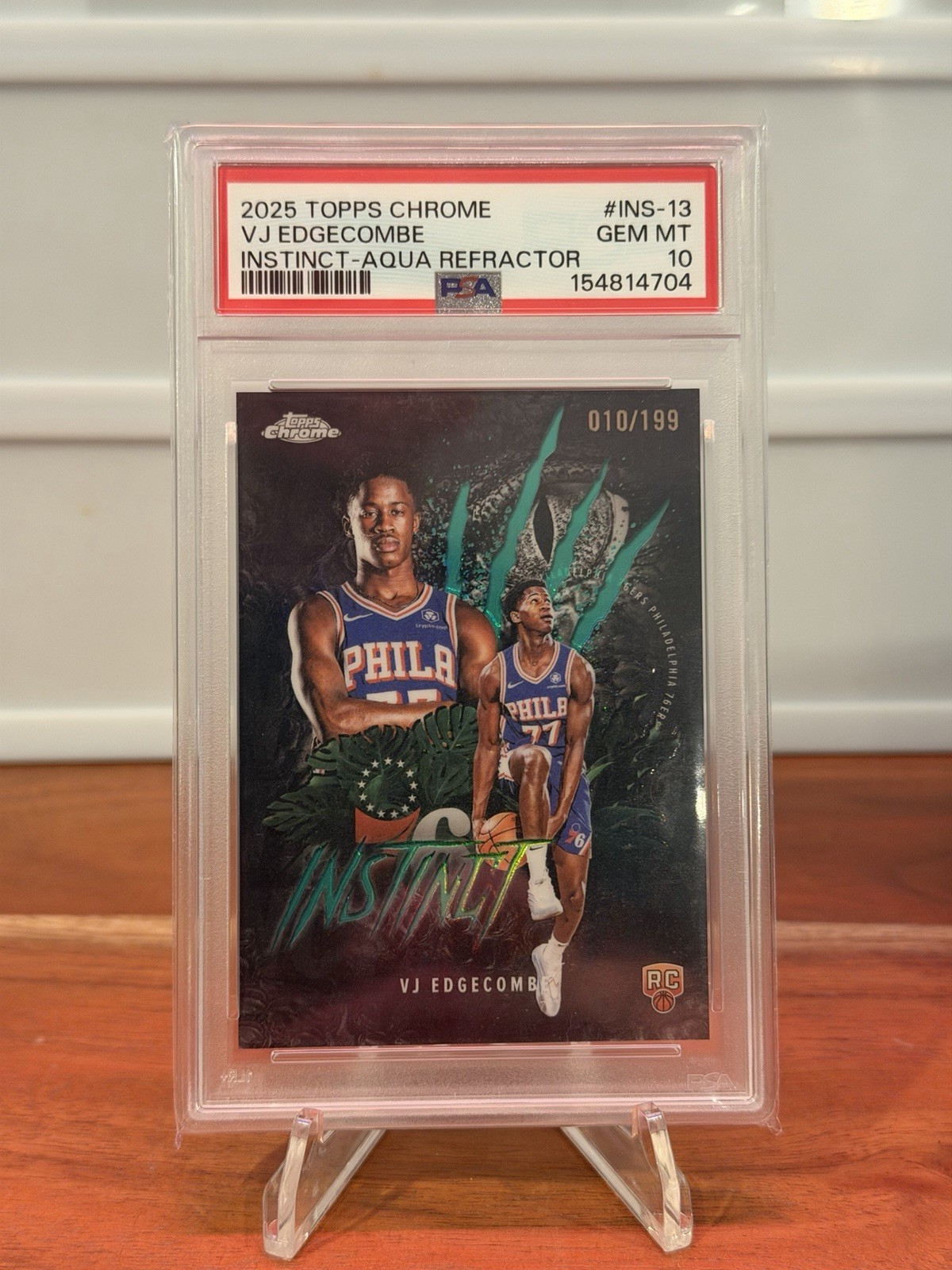 2025-26 Topps Chrome Instinct - VJ Edgecombe Aqua Refractor /199 (RC) POP 4