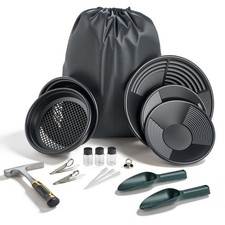 Gold Panning Kit, 10 in and 14 in Pans, 19 PCS Portable Prospecting Equipment Ki