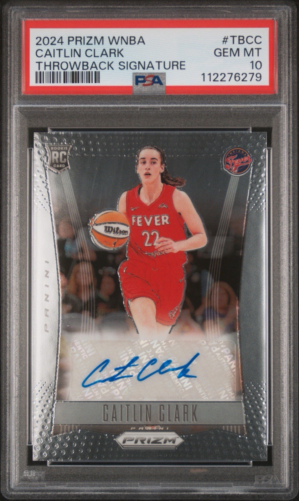 2024 Panini WNBA Prizm Caitlin Clark Throwback Signatures RC Auto #TB-CC PSA 10