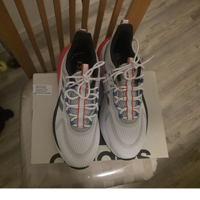 adidas AlphaBounce+ Mesh Running Shoes White Red Blue Black HP6139 Men