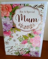 Special Mum Birthday Greeting Card Traditional Flowers 7”x5” FREE P&P