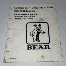 Bear Alignment Specifications 1981-1992 Models Manual Vintage Bear Alignment Specifications 1981-1992 Models Manual Vintage