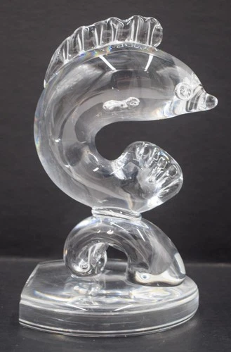 Steuben Art Glass Dolphin Bookend