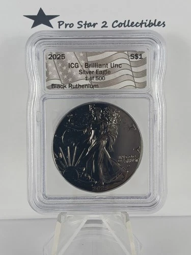 2025 Brilliant Uncirculated Silver Eagle 1 of 500 Black Ruthenium ICG