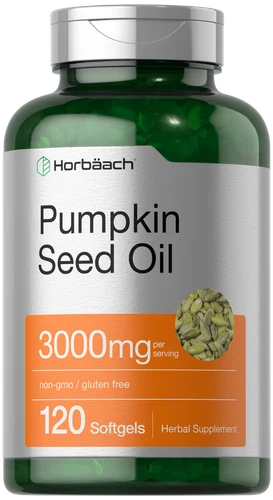 Pumpkin Seed Oil Capsules | 3000mg | 120 Softgels | Cold Pressed | by Horbaach