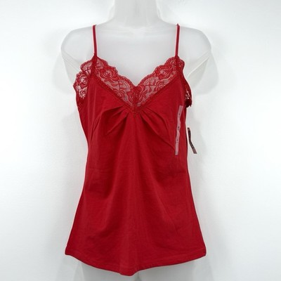 Old Navy Y2K Coquette Tank Top Women's M Red NWT Lace Trim Fairy Romantic