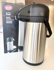 Tablecraft Airpot Stainless Steel Hot Cold Beverages Dispenser, 84 Oz/2.5 L
