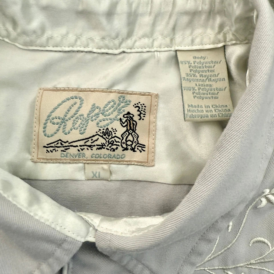 Camisa a Presión De Colección Roper Denver Colorado Para Mujer Western Bordada Perla, Gris, XL Foto 2 de 4
