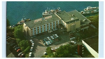 Crest Motor Hotel Prince Rupert BC Aerial View Vintage Postcard