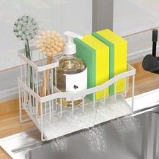 Fssvcd Maifan Sink Caddy Sponge Holder for Kitchen with Brush White