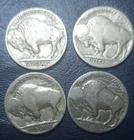 Lot of 4 - 5c Buffalo Indian Head Nickles Coins circulated. 1935 & No Date