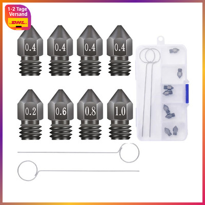 3D-Drucker Düsen MK8 0,2-1mm Hartstahl für Ender 3 Pro CR-10 8 Stück