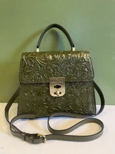 Patricia Nash Brand New Leather Satchel Bag. Soft Olive. With Dust Bag. NWT