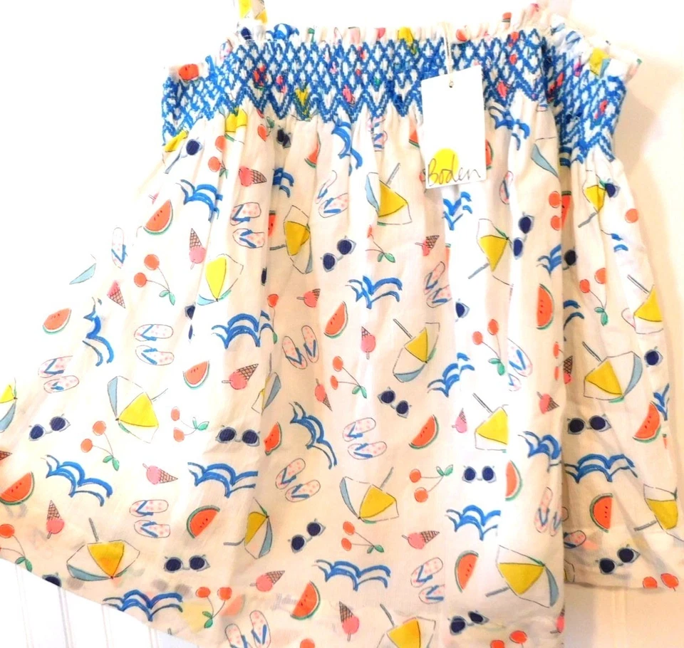 NWT Boden Girls Size 10 12 Beach Summer Themed Flowy Tank Top Shirt Smocked - Image 2 of 4