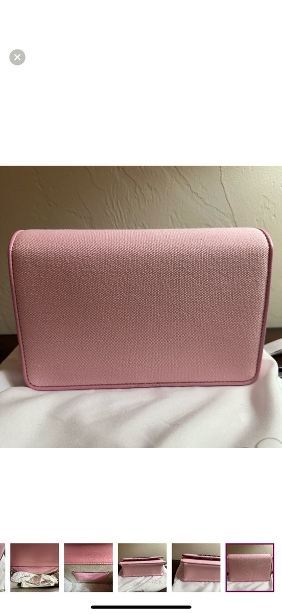 Jimmy Choo Pink Crystal Shoulder Bag with Chain Strap and Logo | eBay