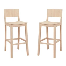 Linon Burke Saddle Seat Bar Stools Set of Two in Unfinished Solid Rubberwood
