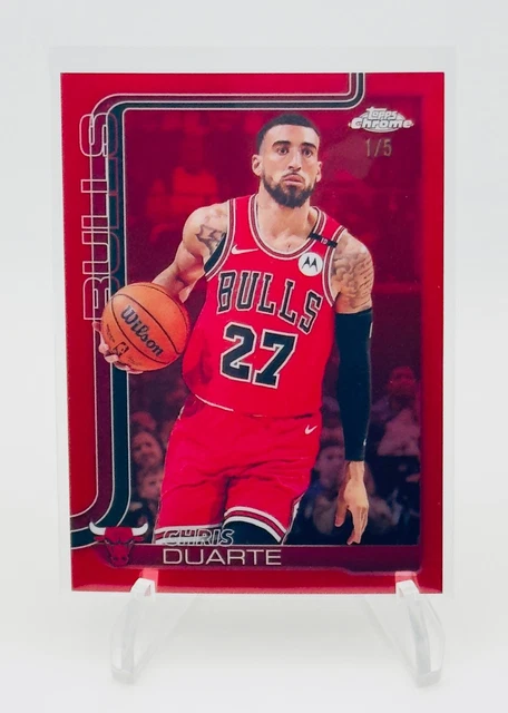 2025 Topps Chrome Red Refractor 1/5 Chris Duarte Chicago Bulls Color Match #83