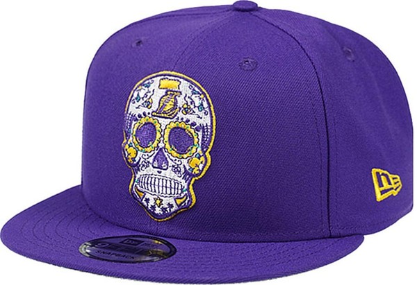 New Era Los Angeles Lakers Sugar Skull Purple Snapback Cap 9Fifty Osfa Limited-image