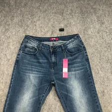 Alibi Jeans Juniors Size 11 Grommet Embellished Cut Off Skinny Denim Stretch NWT