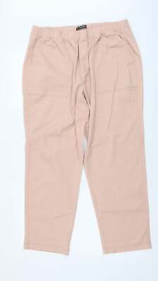 Dunnes Stores Womens Pink Cotton Blend Trousers Size L L27 in