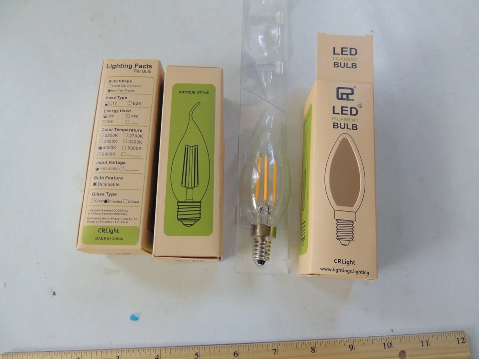 2W 4000K LED Candelabra Bulb Daylight White 30W Equivalent, E12 Base Dimmable - Image 2 of 2