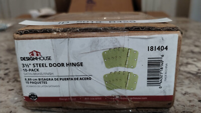(10-Pk) Design House Rounded Corner Door Hinge Satin Brass 3-1/2'' 181404