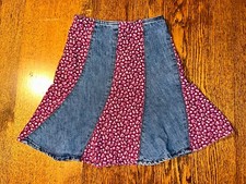 Vtg Gap Kids Y2K Jean Denim Corduroy Skirt Patchwork Boho Floral 5 Flare Bell