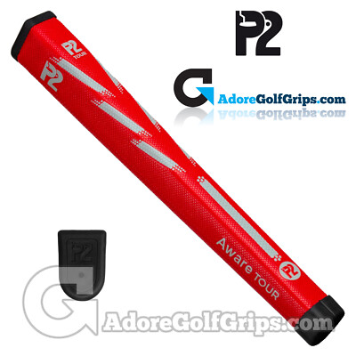 P2 Aware TOUR Midsize Puttergriff (leicht) - rot / grau + gratis Band