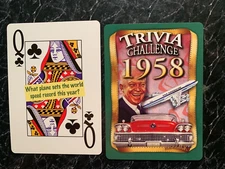 Swap Playing Card QUEEN OF CLUBS  TRIVIA CHALLENGE 1958